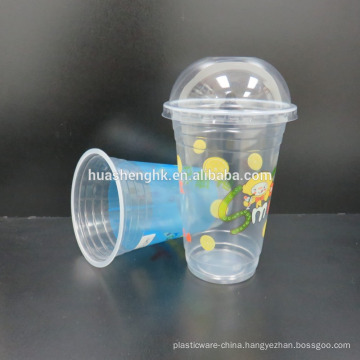 High Quality Food Grade Clear Plastic Disposable 17oz/500ml smoothie cups with lids for wholesale